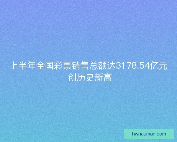 上半年全国彩票销售总额达3178.54亿元 创历史新高